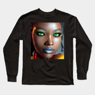 Cyberpunk Young Woman Long Sleeve T-Shirt